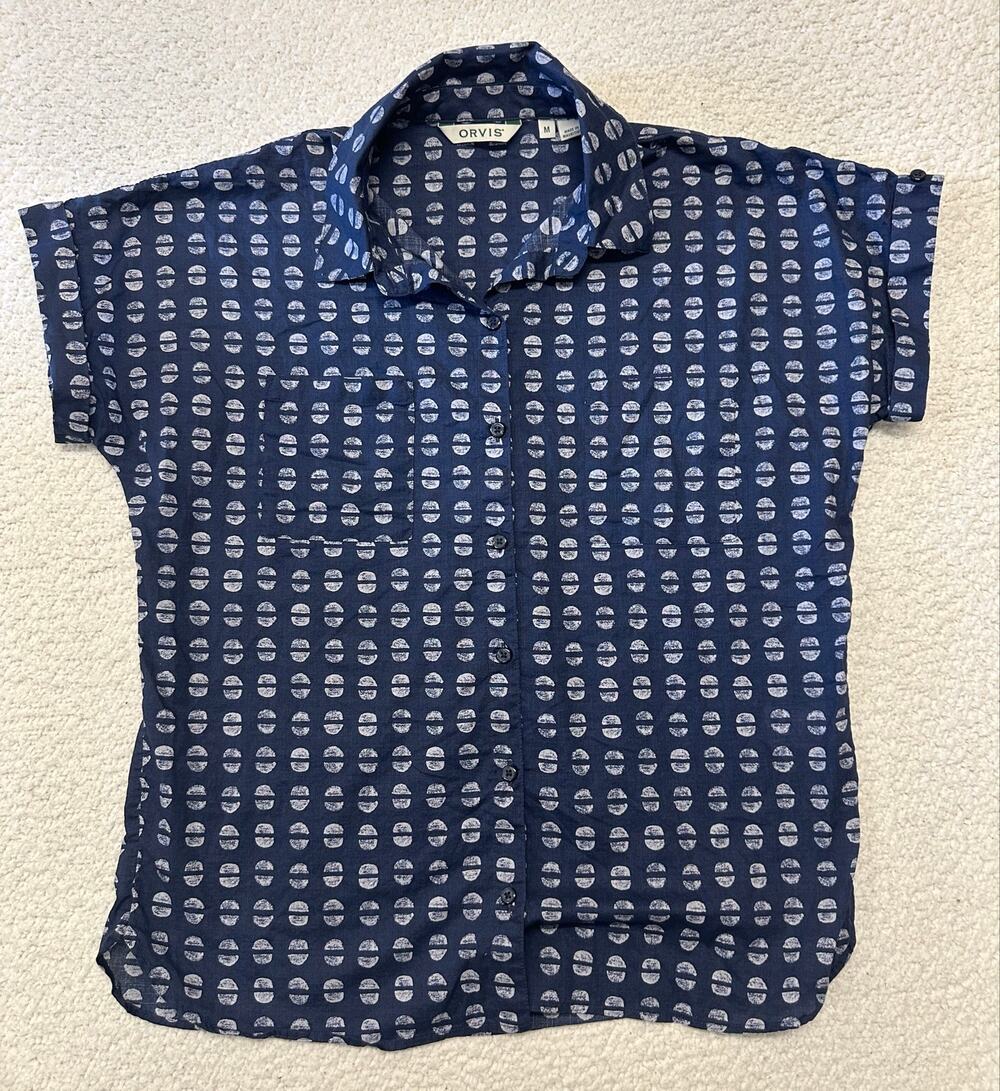 Orvis Womens Short Sleeve Button Down Shirt Medium